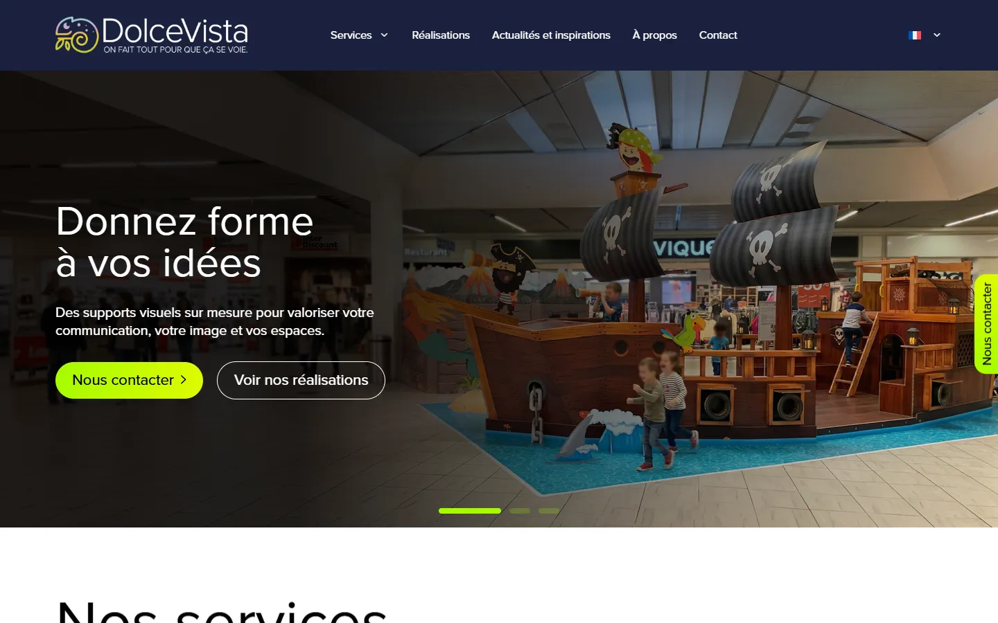 Aperçu du site DolceVista et de ses réalisations de communication visuelle