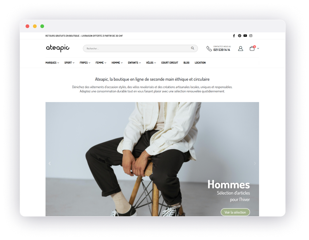 Aperçu de la page d’accueil du site Ateapic.