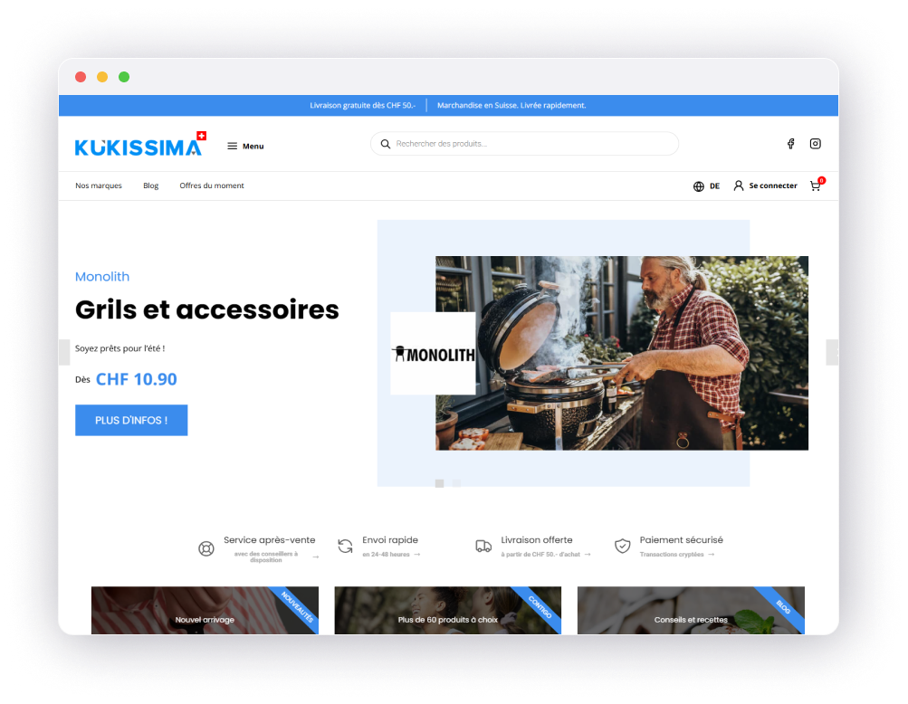 Aperçu de la page d’accueil du site Kukissima.