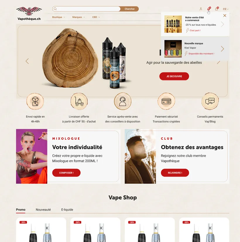 Réalisation Vapotheque